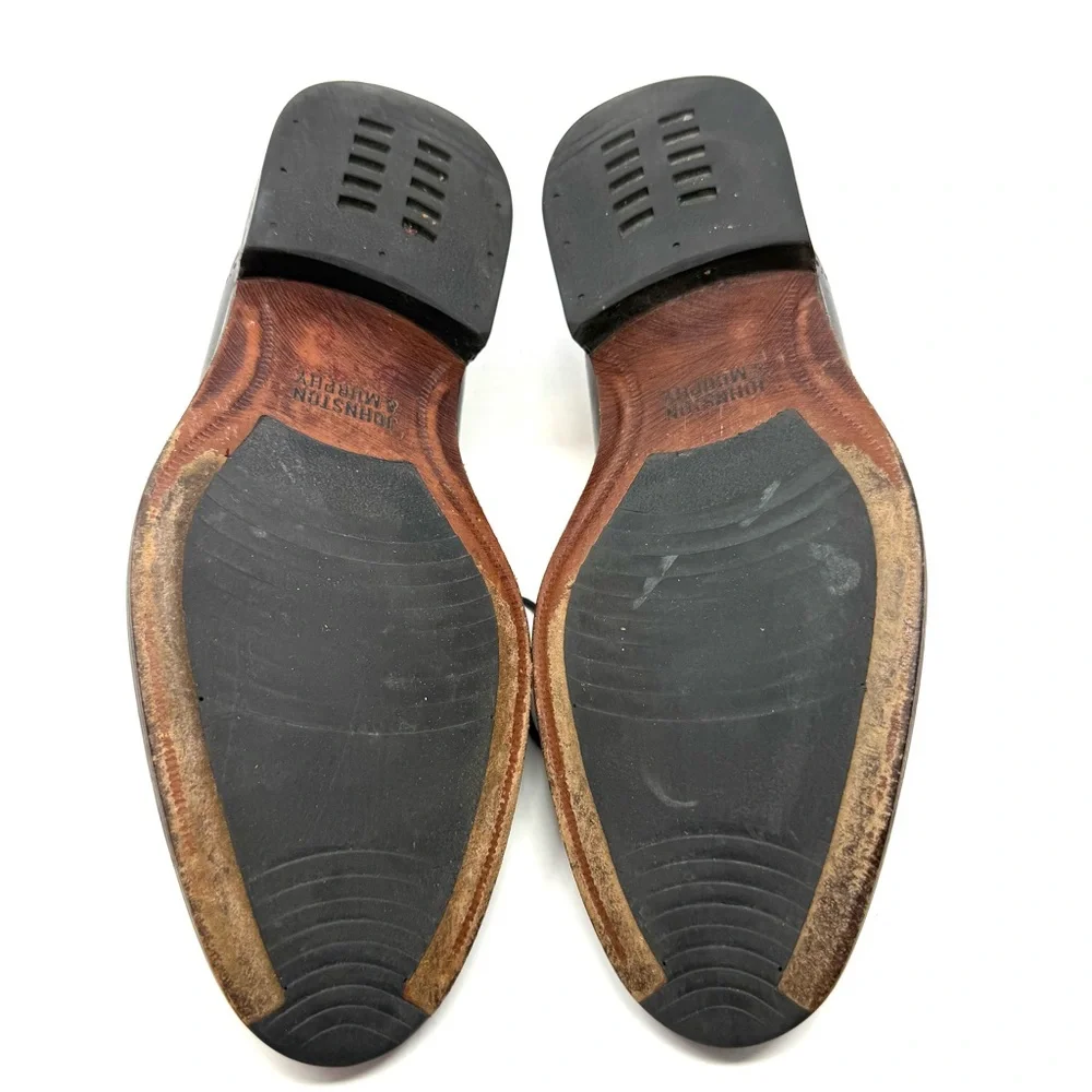 Johnston‎ & Murphy Conrad Saddle Dress Oxfords Shoes Brown Black 8.5 M Leather